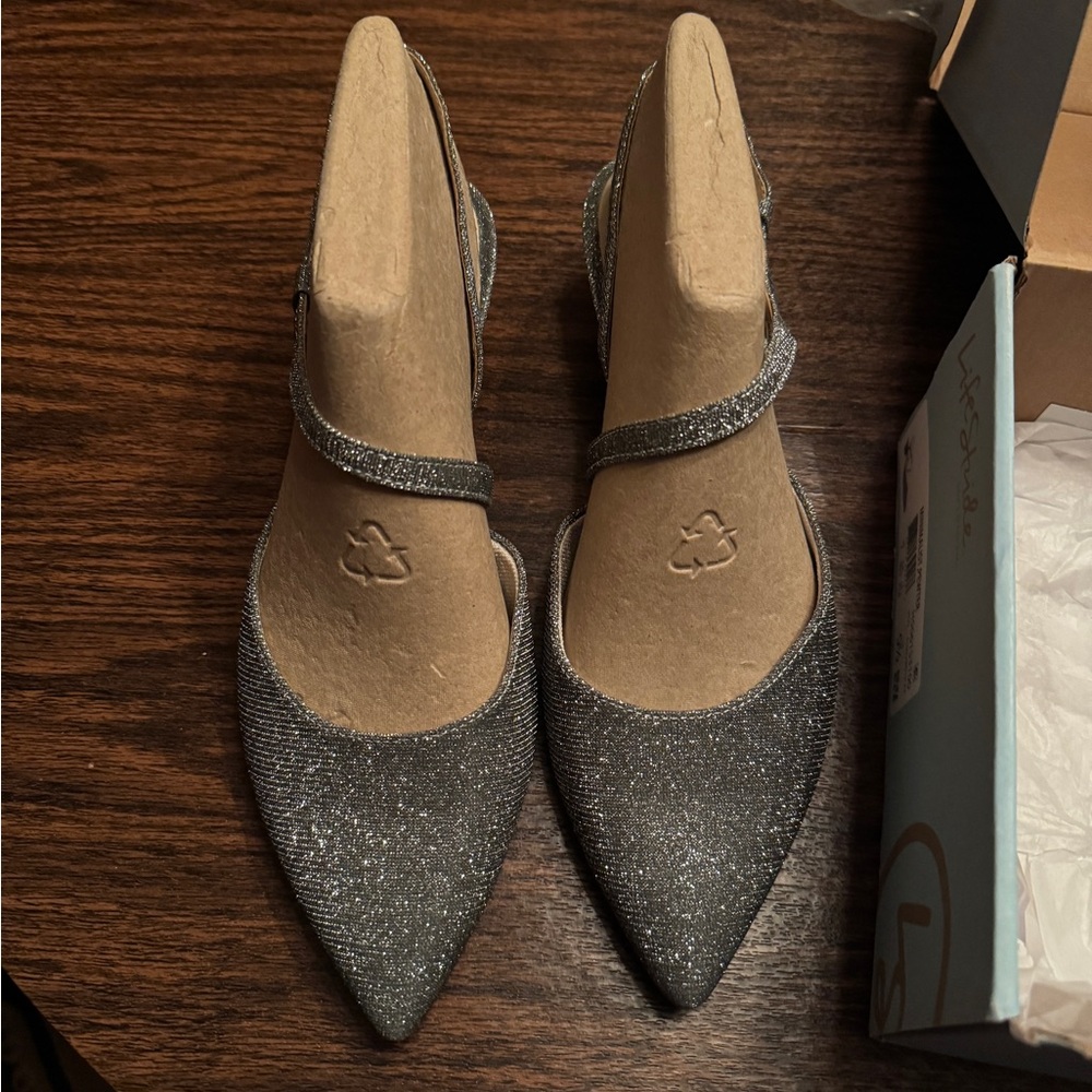 Life Stride Silver Glitter Heels